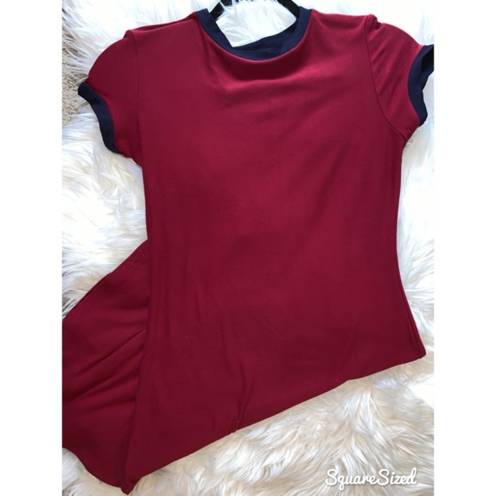 Wine and navy T-shirt dress